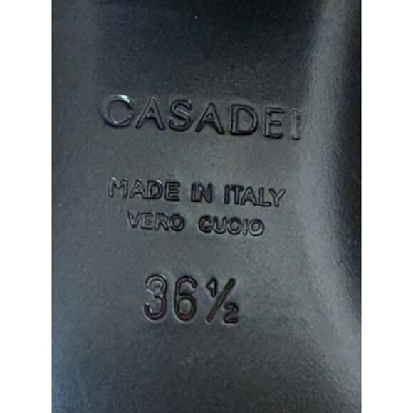 Casadei NWOB Cap Toe Pumps Black & Beige - Gold Block Heels Size 36.5 - Picture 8 of 8